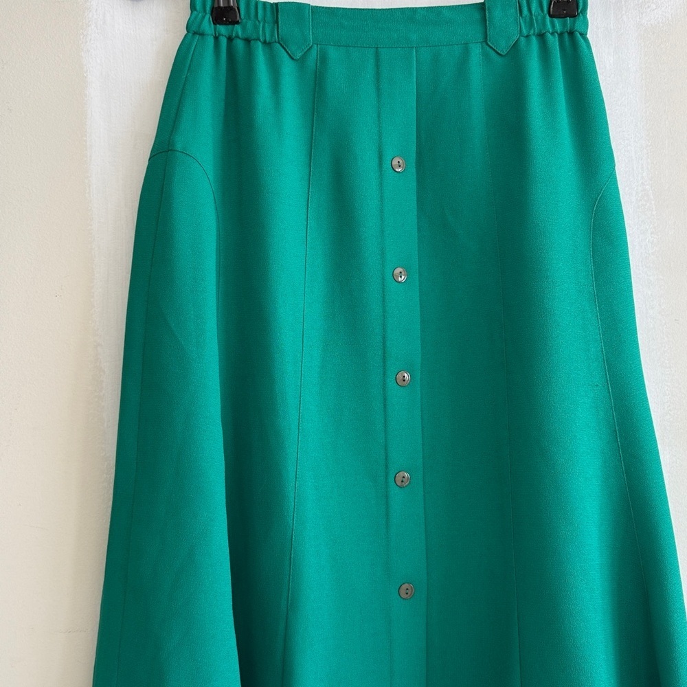 Vintage Sunlai Kelly Green A-Line Midi Skirt Women's Size Small - Picture 5 of 15